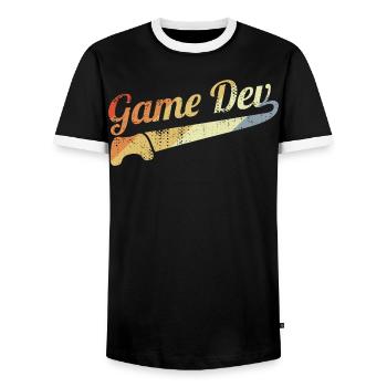 Vintage Game Developer - Men's Ringer Shirt - black/white - Front - AI Model Female 172 light (172cm) & AI Model Male 178 light (178cm)