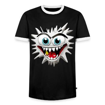 Scary and Delusional Monster Head - Men's Ringer Shirt - black/white - Front - AI Model Female 172 light (172cm) & AI Model Male 178 light (178cm)