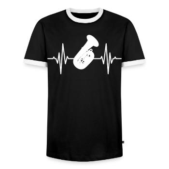 Tuba Spieler Herzschlag - Männer Kontrast-T-Shirt - Schwarz/Weiß - Vorne - AI Model Female 172 light (172cm) & AI Model Male 178 light (178cm)