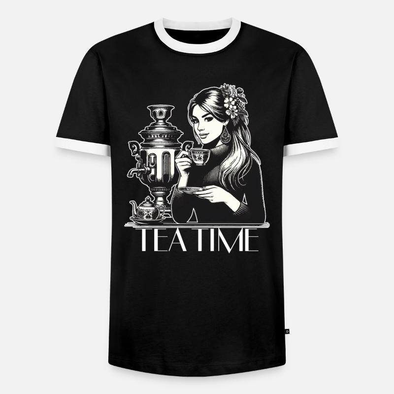 Samowar Teezeit Frau Geschenk - Männer Kontrast-T-Shirt - Schwarz/Weiß