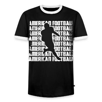 American Football Players - Men's Ringer Shirt - black/white - Front - AI Model Female 172 light (172cm) & AI Model Male 178 light (178cm)
