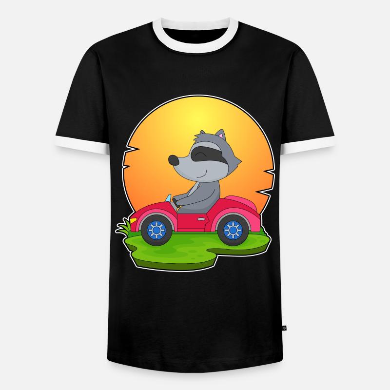 Waschbär Auto - Männer Kontrast-T-Shirt - Schwarz/Weiß
