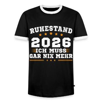 Ruhestand 2026 Ich Muss Gar Nix Rentner Rente - Männer Kontrast-T-Shirt - Schwarz/Weiß - Vorne - AI Model Female 172 light (172cm) & AI Model Male 178 light (178cm)