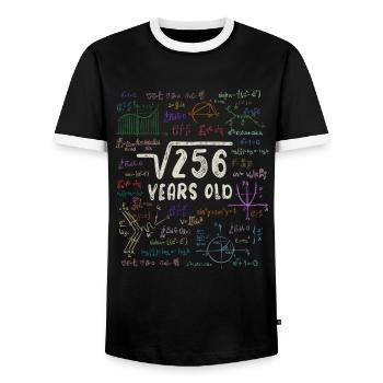 Racine de 256 = 16e anniversaire - cadeau - T-shirt contrasté Homme - noir/blanc - Devant - AI Model Female 172 light (172cm) & AI Model Male 178 light (178cm)