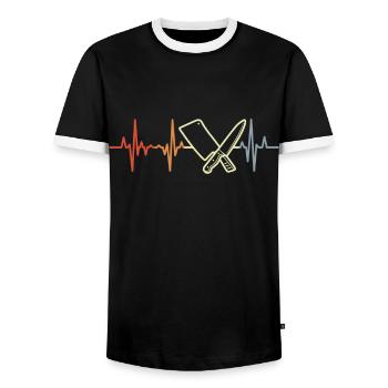 Butcher Cleaver Pulse Beat - Men's Ringer Shirt - black/white - Front - AI Model Female 172 light (172cm) & AI Model Male 178 light (178cm)