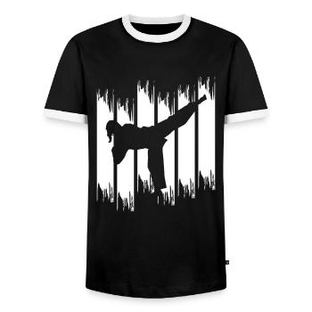 Karate Girl - Men's Ringer Shirt - black/white - Front - AI Model Female 172 light (172cm) & AI Model Male 178 light (178cm)