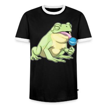 Frog Lollipop - Men's Ringer Shirt - black/white - Front - AI Model Female 172 light (172cm) & AI Model Male 178 light (178cm)