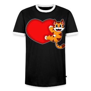 Tiger Heart - Men's Ringer Shirt - black/white - Front - AI Model Female 172 light (172cm) & AI Model Male 178 light (178cm)