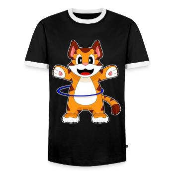 Tiger Fitness Hoop Workout Gymnastics - Men's Ringer Shirt - black/white - Front - AI Model Female 172 light (172cm) & AI Model Male 178 light (178cm)