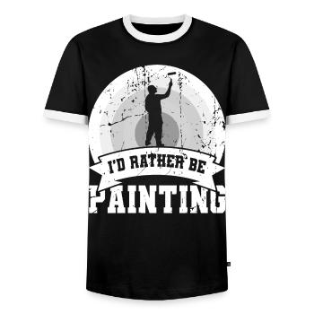I'd rather paint - Men's Ringer Shirt - black/white - Front - AI Model Female 172 light (172cm) & AI Model Male 178 light (178cm)