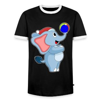 Polo nautique de Noël éléphant - T-shirt contrasté Homme - noir/blanc - Devant - AI Model Female 172 light (172cm) & AI Model Male 178 light (178cm)