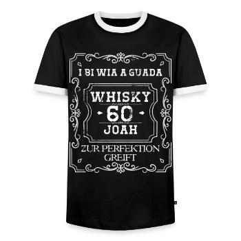 i bi wia a guada Whisky 60 Joah zur Perfektion - Männer Kontrast-T-Shirt - Schwarz/Weiß - Vorne - AI Model Female 172 light (172cm) & AI Model Male 178 light (178cm)