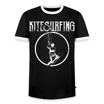 Kitesurf - T-shirt contrasté Homme - noir/blanc - Devant - AI Model Female 172 light (172cm) & AI Model Male 178 light (178cm)