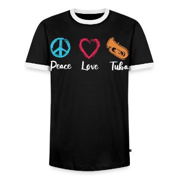 Tuba Paix Amour - T-shirt contrasté Homme - noir/blanc - Devant - AI Model Female 172 light (172cm) & AI Model Male 178 light (178cm)