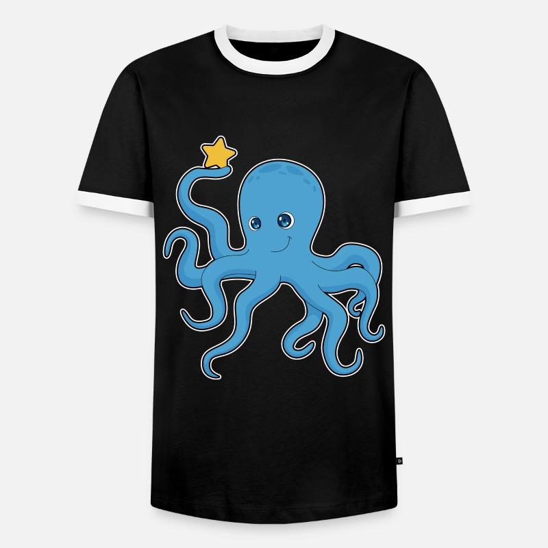 Krake Stern - Männer Kontrast-T-Shirt - Schwarz/Weiß