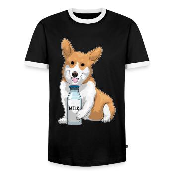 Corgi Milch - Männer Kontrast-T-Shirt - Schwarz/Weiß - Vorne - AI Model Female 172 light (172cm) & AI Model Male 178 light (178cm)