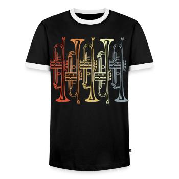 Retro Trompete - Männer Kontrast-T-Shirt - Schwarz/Weiß - Vorne - AI Model Female 172 light (172cm) & AI Model Male 178 light (178cm)