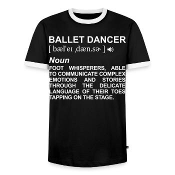 Ballet Dancer Definition - Men's Ringer Shirt - black/white - Front - AI Model Female 172 light (172cm) & AI Model Male 178 light (178cm)