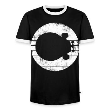 Dessin de planche à roulettes - T-shirt contrasté Homme - noir/blanc - Devant - AI Model Female 172 light (172cm) & AI Model Male 178 light (178cm)