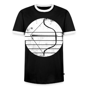 Bow and Arrow Sketch - Men's Ringer Shirt - black/white - Front - AI Model Female 172 light (172cm) & AI Model Male 178 light (178cm)