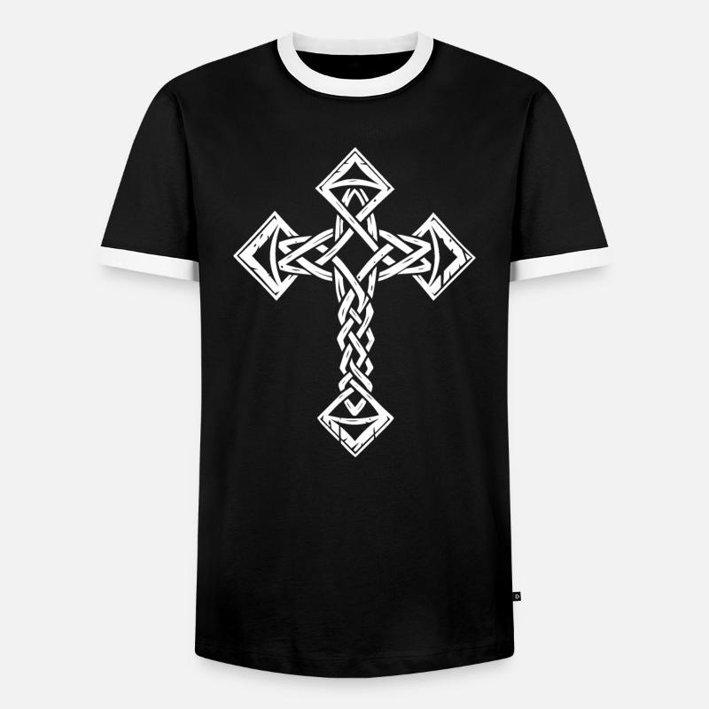 Celtic Cross - Men's Ringer Shirt - black/white