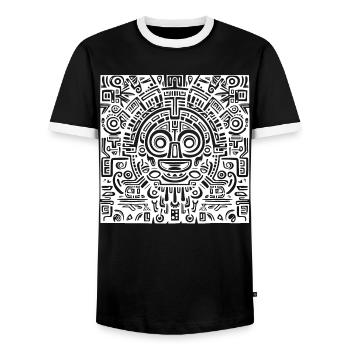 Inka, Azteken, Maya Muster, Artwork - Männer Kontrast-T-Shirt - Schwarz/Weiß - Vorne - AI Model Female 172 light (172cm) & AI Model Male 178 light (178cm)