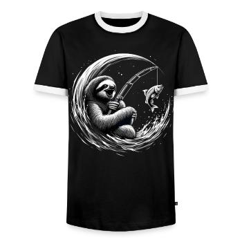 Pêche paresseux pêcheur cadeau - T-shirt contrasté Homme - noir/blanc - Devant - AI Model Female 172 light (172cm) & AI Model Male 178 light (178cm)