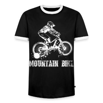 Mountain bike - Men's Ringer Shirt - black/white - Front - AI Model Female 172 light (172cm) & AI Model Male 178 light (178cm)