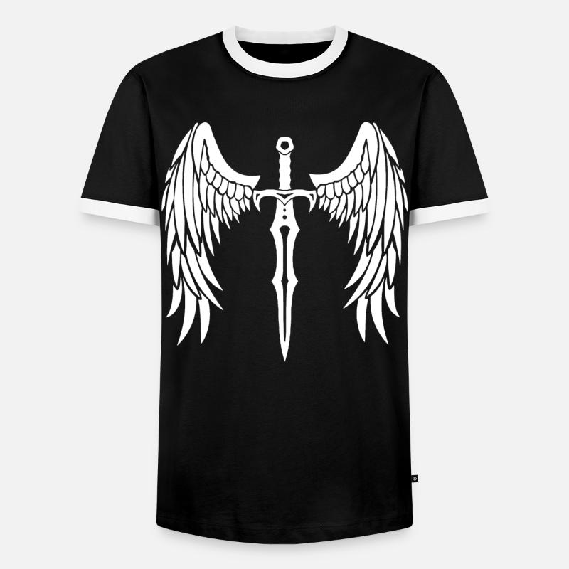 Winged Sword - Men's Ringer Shirt - black/white