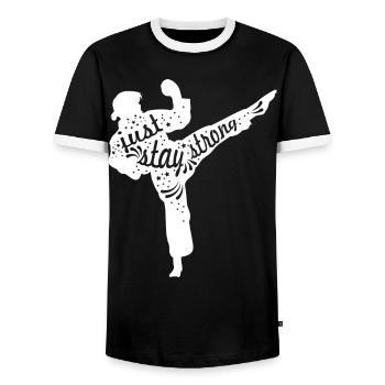 Karate Girl - Men's Ringer Shirt - black/white - Front - AI Model Female 172 light (172cm) & AI Model Male 178 light (178cm)