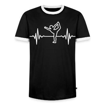 Mon cœur bat pour le yoga - T-shirt contrasté Homme - noir/blanc - Devant - AI Model Female 172 light (172cm) & AI Model Male 178 light (178cm)
