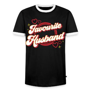 Favourite Husband | Farben änderbar - Männer Kontrast-T-Shirt - Schwarz/Weiß - Vorne - AI Model Female 172 light (172cm) & AI Model Male 178 light (178cm)