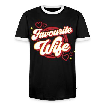 Favourite Wife | Farben änderbar - Männer Kontrast-T-Shirt - Schwarz/Weiß - Vorne - AI Model Female 172 light (172cm) & AI Model Male 178 light (178cm)