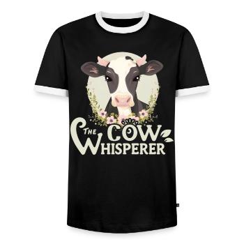 Cow Whisperer - Cow Whisperer Farm Country Living - Men's Ringer Shirt - black/white - Front - AI Model Female 172 light (172cm) & AI Model Male 178 light (178cm)