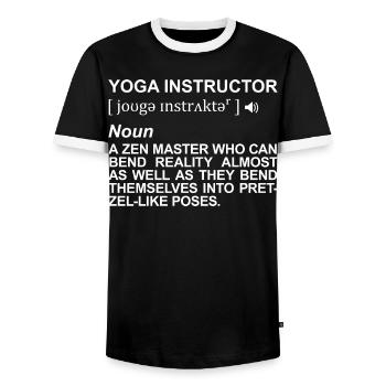 Yogalehrer Definition - Männer Kontrast-T-Shirt - Schwarz/Weiß - Vorne - AI Model Female 172 light (172cm) & AI Model Male 178 light (178cm)