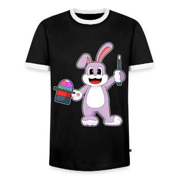 Bunny Easter Wizard - Men's Ringer Shirt - black/white - Front - AI Model Female 172 light (172cm) & AI Model Male 178 light (178cm)