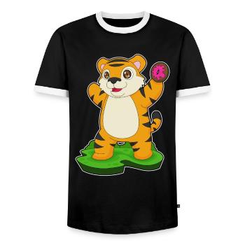 Tiger Donut - Men's Ringer Shirt - black/white - Front - AI Model Female 172 light (172cm) & AI Model Male 178 light (178cm)