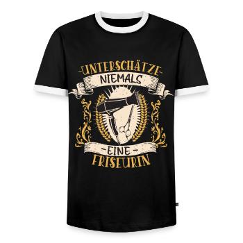 Cadeau vintage drôle de conception de coiffeur - T-shirt contrasté Homme - noir/blanc - Devant - AI Model Female 172 light (172cm) & AI Model Male 178 light (178cm)