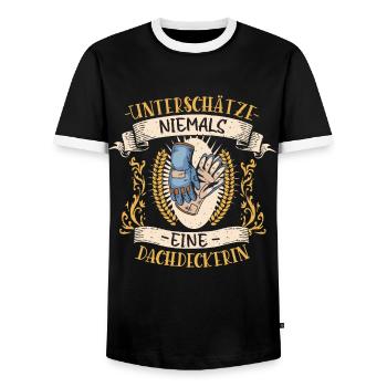 Dachdeckerin Design lustiges Vintage Geschenk - Männer Kontrast-T-Shirt - Schwarz/Weiß - Vorne - AI Model Female 172 light (172cm) & AI Model Male 178 light (178cm)