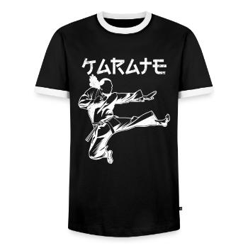 Karateka - Männer Kontrast-T-Shirt - Schwarz/Weiß - Vorne - AI Model Female 172 light (172cm) & AI Model Male 178 light (178cm)