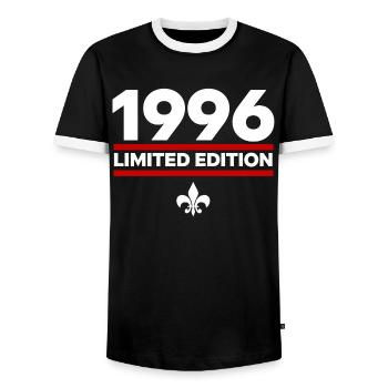 1996 Limited Edition - Men's Ringer Shirt - black/white - Front - AI Model Female 172 light (172cm) & AI Model Male 178 light (178cm)