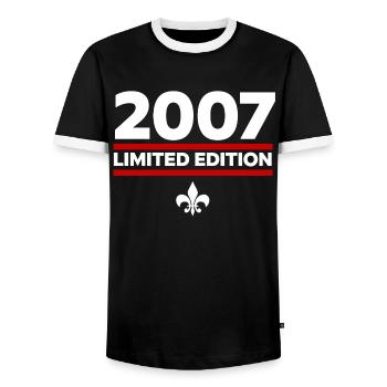 2007 Limited Edition - Men's Ringer Shirt - black/white - Front - AI Model Female 172 light (172cm) & AI Model Male 178 light (178cm)