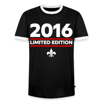 2016 Limited Edition - Men's Ringer Shirt - black/white - Front - AI Model Female 172 light (172cm) & AI Model Male 178 light (178cm)