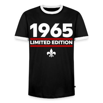 Édition limitée de 1965 - T-shirt contrasté Homme - noir/blanc - Devant - AI Model Female 172 light (172cm) & AI Model Male 178 light (178cm)