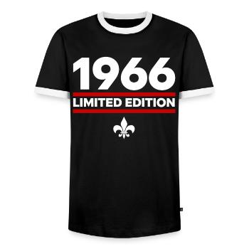 1966 Limited Edition - Men's Ringer Shirt - black/white - Front - AI Model Female 172 light (172cm) & AI Model Male 178 light (178cm)