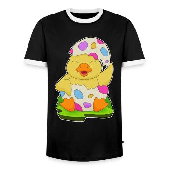 Duck Easter Easter Egg - Men's Ringer Shirt - black/white - Front - AI Model Female 172 light (172cm) & AI Model Male 178 light (178cm)