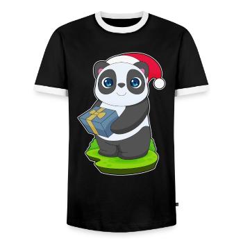 Forfait Noël Panda - T-shirt contrasté Homme - noir/blanc - Devant - AI Model Female 172 light (172cm) & AI Model Male 178 light (178cm)