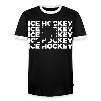 Hockey sur glace - T-shirt contrasté Homme - noir/blanc - Devant - AI Model Female 172 light (172cm) & AI Model Male 178 light (178cm)
