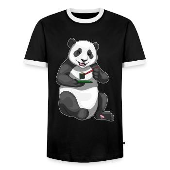 Panda Sushi - Männer Kontrast-T-Shirt - Schwarz/Weiß - Vorne - AI Model Female 172 light (172cm) & AI Model Male 178 light (178cm)