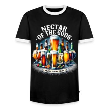 Bier Nectar of the Gods Liebhaber Trinker Party - Männer Kontrast-T-Shirt - Schwarz/Weiß - Vorne - AI Model Female 172 light (172cm) & AI Model Male 178 light (178cm)